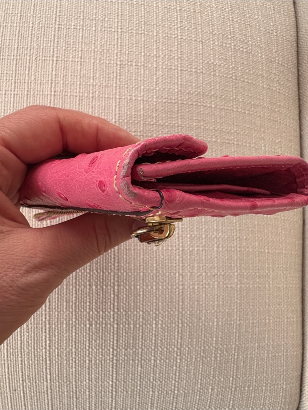 Dooney & Bourke Hot Pink Ostrich-Embossed Continental Wallet - Picture 6 of 7